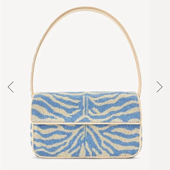 *SOLD* STAUD TOMMY BEADED BAG LIGHT BLUE CREAM - Picture 1 of 10